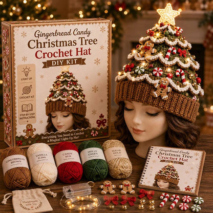 DIY Light-Up Christmas Tree Crochet Hat Kit – Handmade Holiday Craft & Party Hat