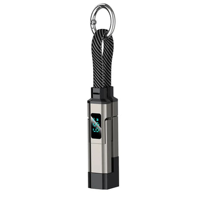 65W Fast Charging 4-in-1 Keychain Cable with Digital Display – USB-C & Lightning Universal Charging Cord