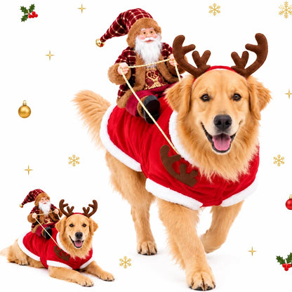 3D Santa Rider Christmas Dog Costume