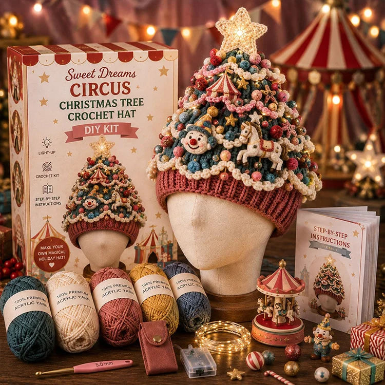 DIY Light-Up Christmas Tree Crochet Hat Kit – Handmade Holiday Craft & Party Hat