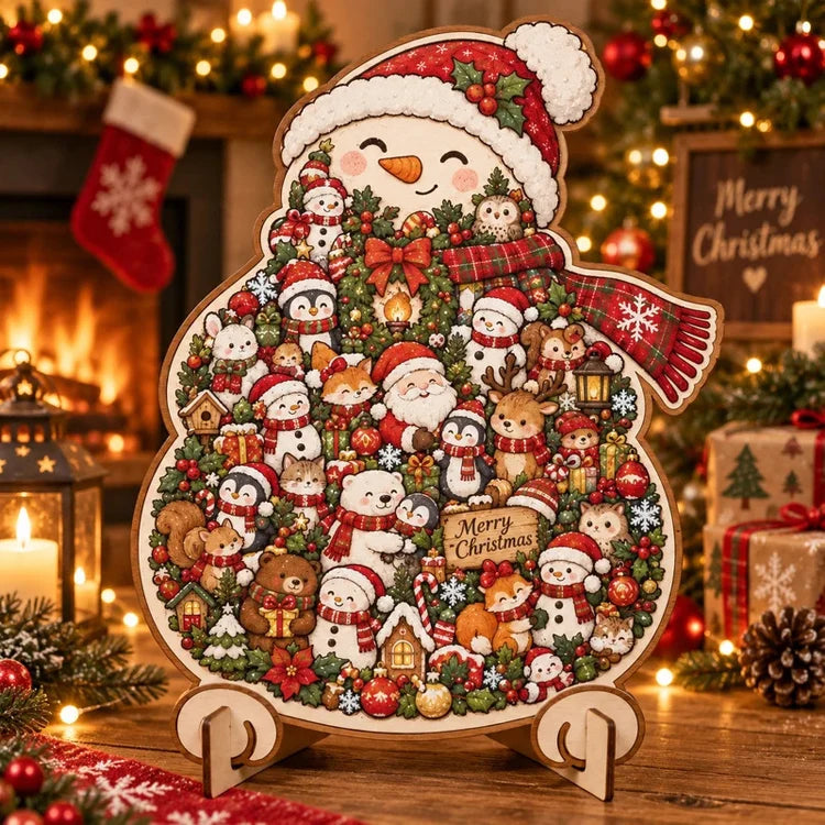 DIY Christmas Wooden Puzzle Display Keepsake with Stand