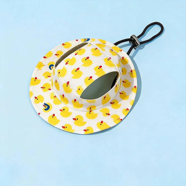 Kawaii Pet Sun Hat – Ear-Friendly Wide-Brim Bucket Hat for Dogs & Cats