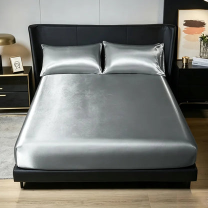 🛏️ 3-Piece Cooling Fitted Sheet Set – Silky Ice Cooling Mattress Protector with Deep Pocket & 2 Pillowcases