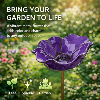 🎁Mother’s Day Gift 🐦 Handmade Metal Flower Garden Stake Bird Bath