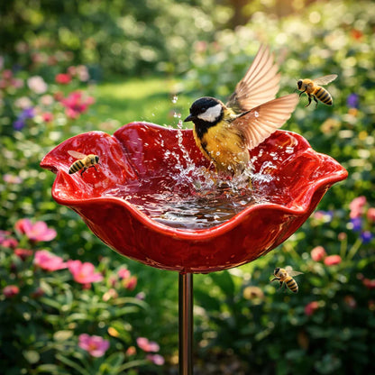 🎁Mother’s Day Gift 🐦 Handmade Metal Flower Garden Stake Bird Bath