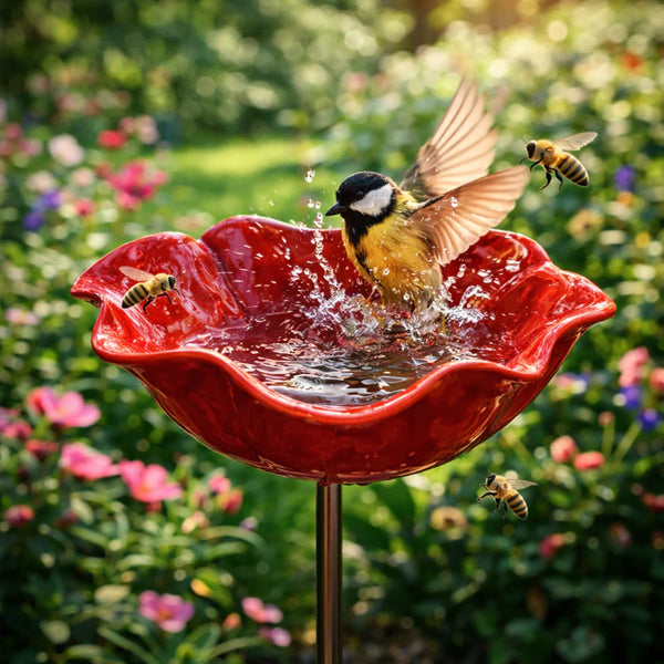 🎁Mother’s Day Gift 🐦 Handmade Metal Flower Garden Stake Bird Bath